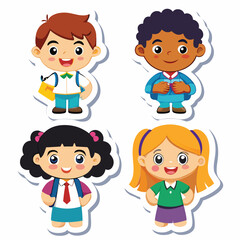 Happy children in school uniform