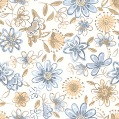 Art abstract floral pattern in pastel colors