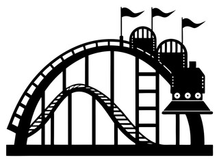 Roller Coaster Silhouette Vector Design, Amusement Ride SVG, Theme Park Clipart