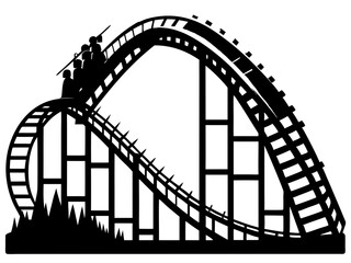 Roller Coaster Silhouette Vector Design, Amusement Ride SVG, Theme Park Clipart