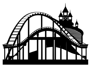 Roller Coaster Silhouette Vector Design, Amusement Ride SVG, Theme Park Clipart
