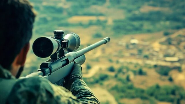 Intense precision shooting with a powerful sniper rifle in a remote environment
