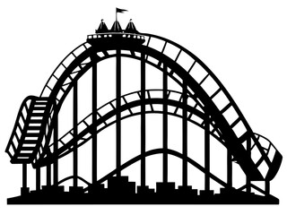 Roller Coaster Silhouette Vector Design, Amusement Ride SVG, Theme Park Clipart