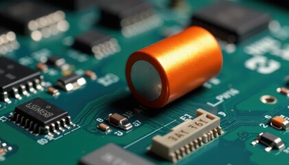 Bulged, leaking electrolytic capacitor on PCB, blown, capacitor damage