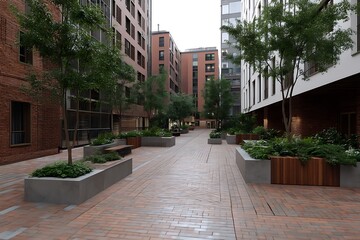 Fototapeta premium Sustainable urban elements represent eco-friendly city planning 