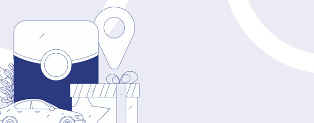 Flat vector concept operation hand drawn illustration of people taking a taxi
