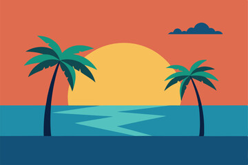 Fototapeta premium tropical beach with palm trees