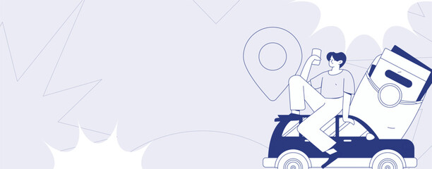 Obraz premium Flat vector concept operation hand drawn illustration of people taking a taxi 