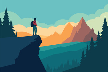 silhouette of a man in the mountains