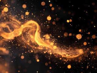 Abstract golden streaks against a dark background
