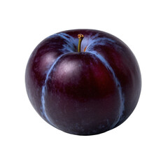 Obraz premium Fresh, ripe, red plums, a healthy and delicious fruit, are isolated on a white background, showcasing their natural sweetness