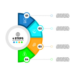 Circle chart infographic template with 4 options for presentations. Vector illustration Eps	