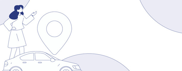 Flat vector concept operation hand drawn illustration of people taking a taxi
