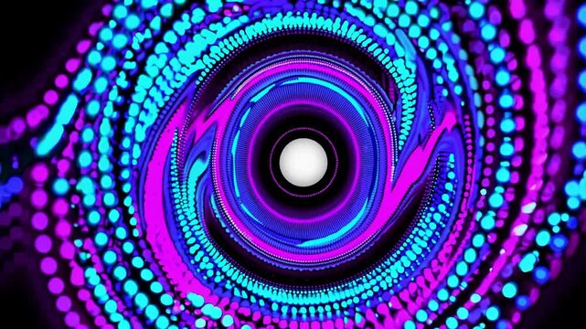 Colorful light patterns create mesmerizing visuals in abstract animation near geometric center