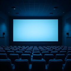 Fototapeta premium Modern Blue-Toned Empty Movie Theater Scene