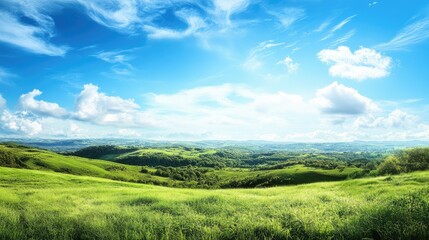 Fototapeta premium A stunning landscape featuring a crystal-clear river, majestic mountains, a cascading waterfall, and vibrant wildflowers, capturing nature's breathtaking beauty and serene charm.