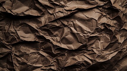 Crumpled Dark Brown Paper Background for Creative Projects