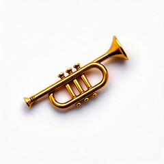 Obraz premium gold handmade forged oval badge pin trumpet isolated on white