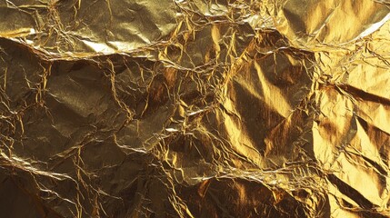 Elegant Golden Crumpled Foil Paper Texture for Background Use
