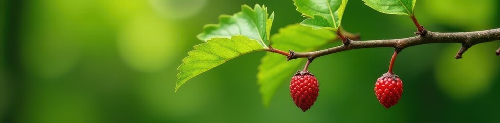 Alder branch with male catkins and developing female cones , close-up, fresh, catkins