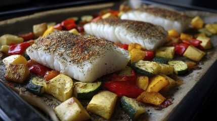 Baked cod with roasted vegetables includi-2 - recipe culinary sprouts fillet