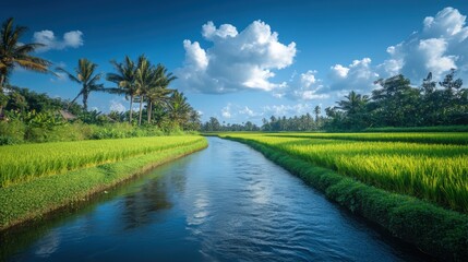Fototapeta premium rice fields with clear sky