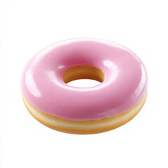 Pink frosted doughnut isolated on white background