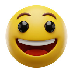 Fototapeta premium Joyful Yellow Emoticon with Wide Open Grinning Smile