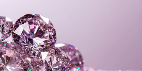 Sparkling purple diamonds on elegant lilac background