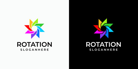 Infinite rotation vector logo design with arrow in modern, simple, clean and abstract style. Icon for business, research, technology and personal branding.