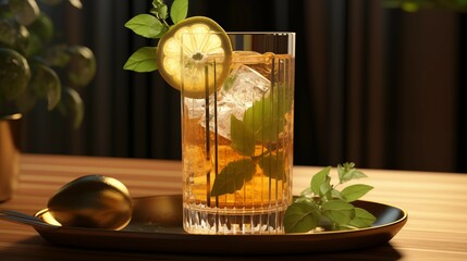 Chilled Yuzu Tea with Fresh Mint and Lemon Grass