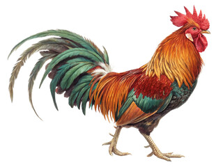 Fototapeta premium Beautiful colored chicken isolated on a white background.