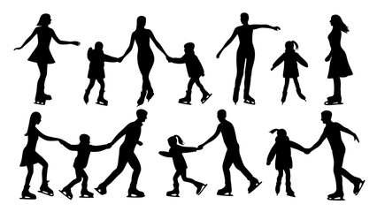 set of skating  silhouette vector on white background