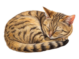 Obraz premium 1 brown tabby cat isolated on a white background.