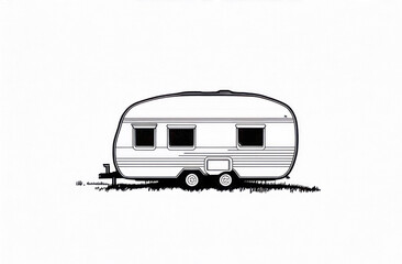 minimalistic illustration of vintage caravan on white background. retro travel concept. ideal for travel posters, camping guides, or holiday brochures emphasizing simplicity and adventure.