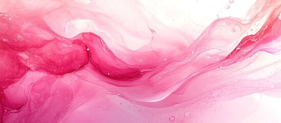 Pink Ink Abstract Flow, White Background