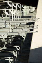 modern bike parking space in close up. empty bike rack with no bicycles.