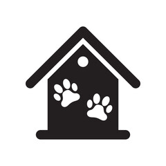 Animal cage silhouette icon with footprint symbol