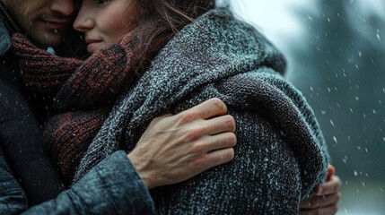 Embracing in the Snow