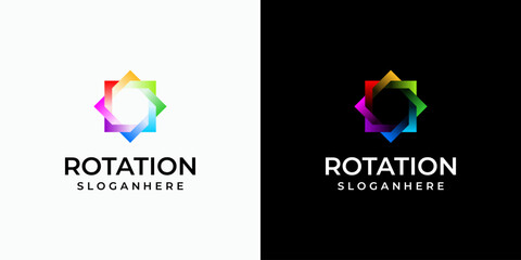 Full color infinite rotation vector logo design with transparency effect in modern, simple, clean and abstract style. Icon for business, research, technology and personal branding.