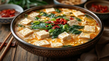 Hearty Tofu Soup with Greens