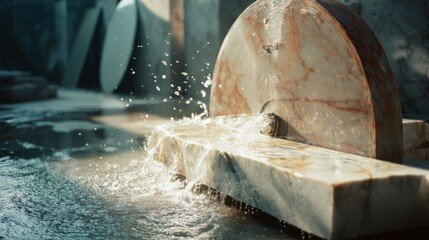 A grand staircase of an opulent hall basking in filtered sunlight, showcasing intricate architecture and elegance of a timeless, classical design.