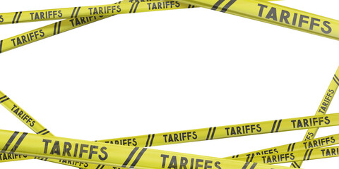 Tariffs yellow tapes - 3D illustration