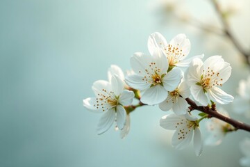 Obraz premium Delicate white blossoms against a pristine backdrop , flora, pure