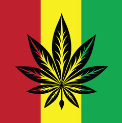 cannabis leaf vector illustration, Flag of Rastafarians. Rastafarian flag with cannabis, Rastafarian symbol