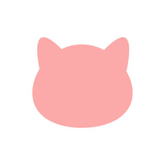 Pink cat head silhouette vector. Minimal flat feline face icon in soft pastel color. Cute animal shape for baby design, stickers, kids projects, and pet-themed decor. Pink cat head silhouette vector