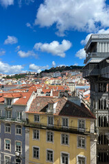 The Santa Justa Lift and Lisbon's cityscape on a bright day