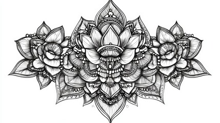 Fototapeta premium Detailed monochrome floral illustration, a captivating sketch of nature's beauty in black and white