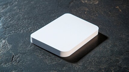 Business card mockup in white color with rounded corners measuring 3.5 x 2 inches on textured surface