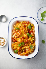 Pasta bake with tomato and basil